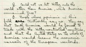 Excerpt of Pauling's preparation for his Union Now talk, July 1940.