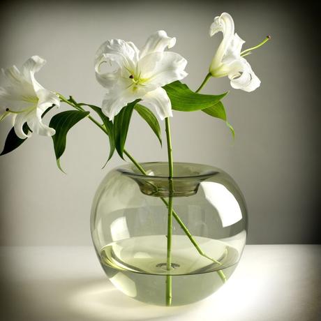 Hand-blown glass spherical vase