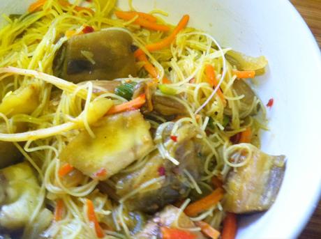 Spicy Curry Rice Noodles w Eggplant Gluten Free Menu Plan| August 2-7, 2015