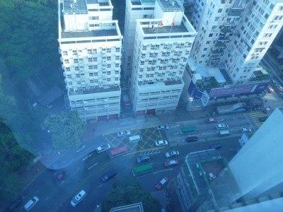 Staying at the Magnificent Cityview Hotel, Yau Ma Tei, Kowloon, Hong Kong The view down from our room onto Cameron Road in Yau Ma Tei