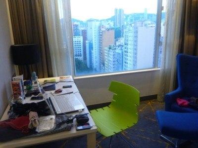 Staying at the Magnificent Cityview Hotel, Yau Ma Tei, Kowloon, Hong Kong My blogging desk in the City View - fast WiFi