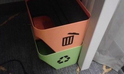 Staying at the Magnificent Cityview Hotel, Yau Ma Tei, Kowloon, Hong Kong Recycle bins in the room