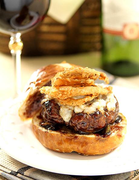 Lamb and Goat Cheese Burgers with Cabernet Barbecue Sauce