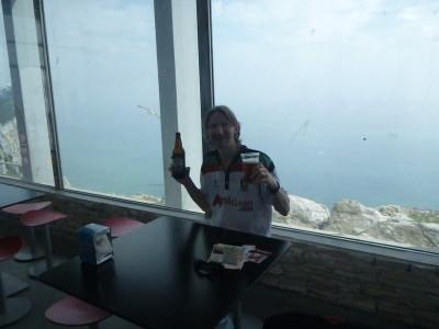 Backpacking in Gibraltar: Top 10 Sights at the Top of the Rock Having a Gibraltar Beer in the Cafe at the Top of the Rock