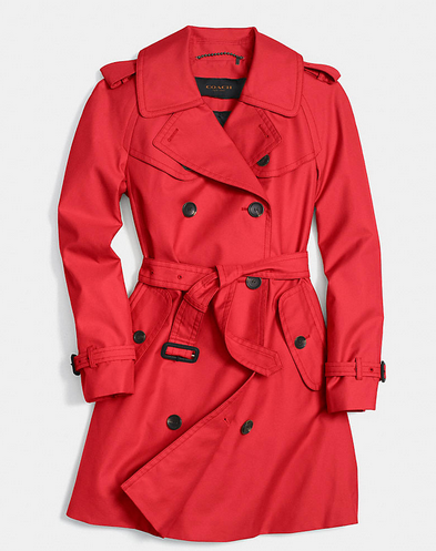 Coach mid-length red trench | Coach.com