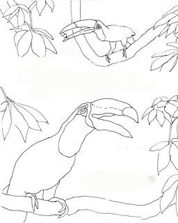 Coloring Page: TOUCANS in the Amazon Rain Forest