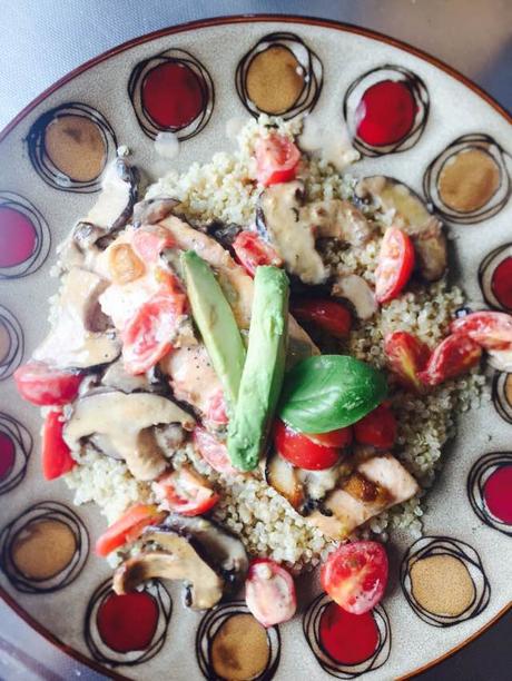 Salmon in Mushroom Cream with Quinoa Salmon in Mushroom Cream with Quinoa