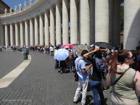 We think this is about one-quarter of the security line in front of Saint Peter's Basilica. Because we never found the end of the line, it might show even less than that.