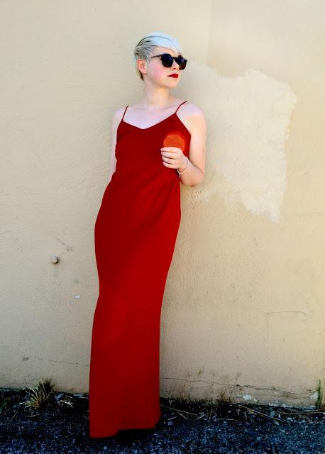 red gown, ralph lauren, fleur d'elise, blonde, look of the day, etsy