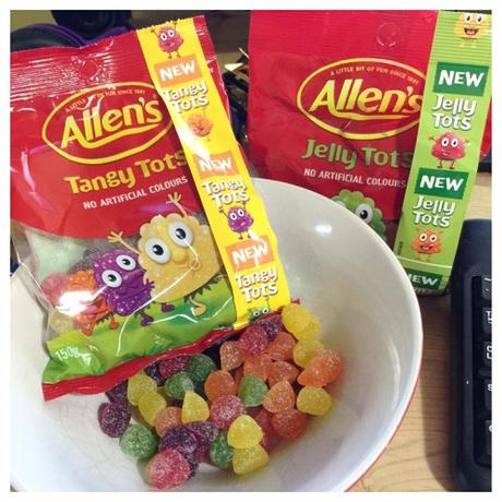 The Tangy Tots and Jelly Tots will come in handy for the twins birthday party next month. They also are a good little snack while working away at the computer.
