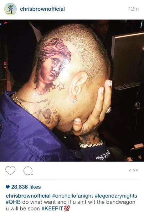 Chris Brown Shows Off New Head Tattoo