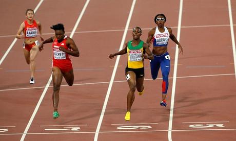 100m Sprint Women at Beijing ~ Veronica Campbell crosses lane - not disqualified