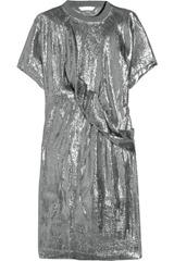 Karl Davina ruched metallic silk-blend dress
