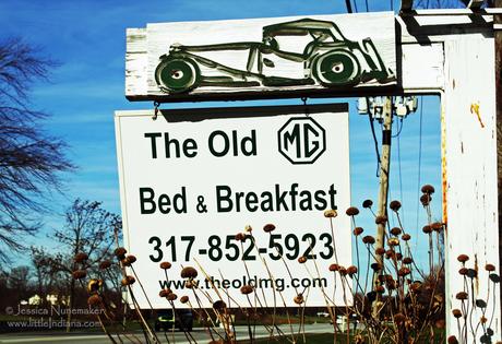 Brownsburg, Indiana: The Old MG Bed and Breakfast Sign Brownsburg, Indiana: The Old MG Bed and Breakfast Sign