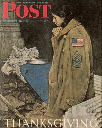 Norman Rockwell Thanksgiving: Girl Praying Saturday Evening Post November 27, 1943