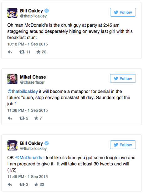 Bill Oakley’s McDonald Twitter Advice Rant