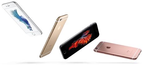 iPhone 6s in four colors falling down