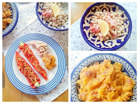 Smoky Stuffed Peppers with Healthy Sweet Potato Mash & Chickpea and Tomato Salad | Vegan Smoky Stuffed Peppers with Healthy Sweet Potato Mash & Chickpea and Tomato Salad | Vegan