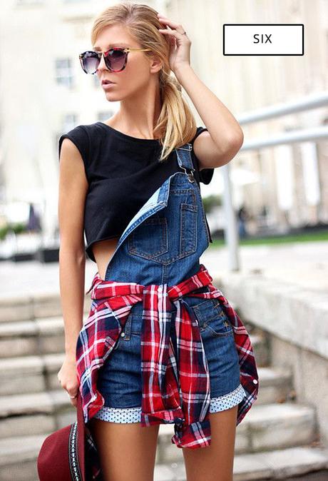 How We Wore It: 7 Ways To Style The Grunge Trend shirts-tied-at-waist-outfit-3