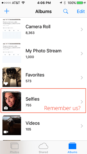 New Apple Software Update Adds a Designated ‘Selfies’ Album, Betrays Our Collective Trust