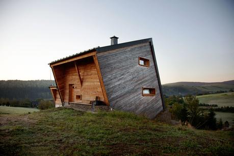 Geometric wood cabin in Oberwiesenthal, Germany