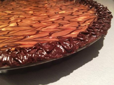 chocolate decoration on pastry case for chocolate banoffee pie