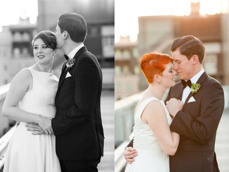 Leeds Club Wedding Photography Rooftop Portraits in Sunset