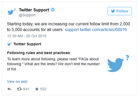 Twitter Increases Follow Limit From 2,000 to 5,000 Accounts : EaSKME Twitter Increases Follow Limit From 2,000 to 5,000 Accounts : EaSKME