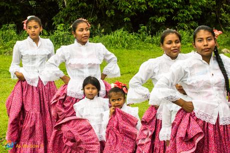 Children prepare to dance in a Panama village