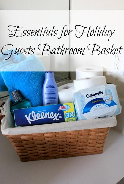 Essentials for Holiday Guests-Bathroom Essentials Basket #HolidaysconFamilia #ad