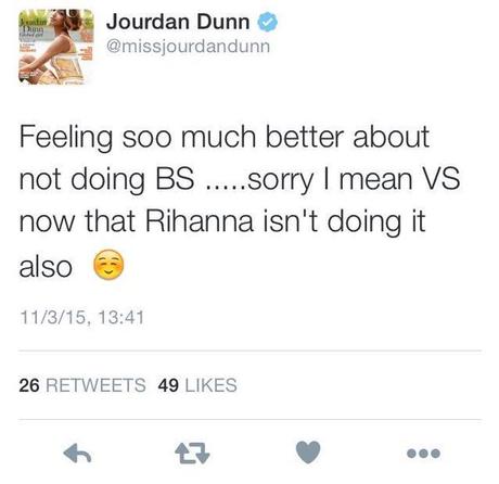 Jourdan Dunn Shades Victoria’s Secret Show Embedded image permalink