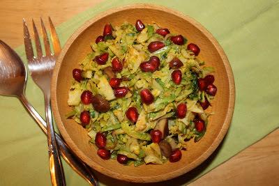 Turkey Trimmings: 50 Amazing Thanksgiving Side Dishes Shredded Brussels Sprouts with Chestnuts and Pomegranate