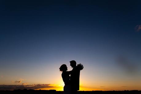 Bride & Groom portraits in barley field Barmbyfield Barn Wedding Photography sunset