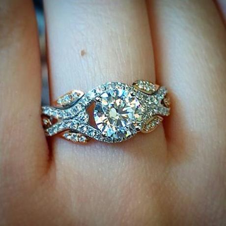 Simon G Rose gold and white gold engagement ring