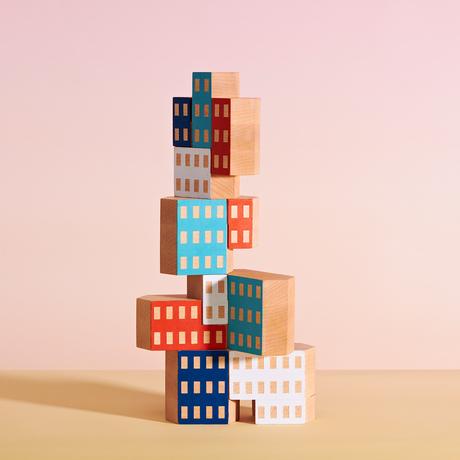 Colorful hand-painted building block set