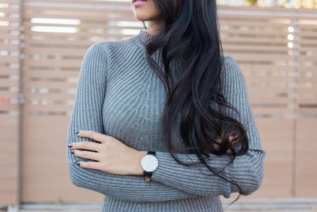daniel wellington black leather watch Work Style | The UnFrumpy Sweater Dress