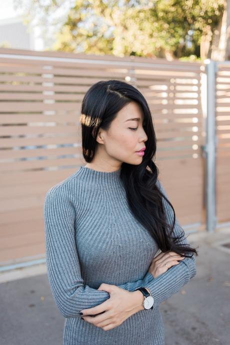 gray sweater dress outfit idea Work Style | The UnFrumpy Sweater Dress