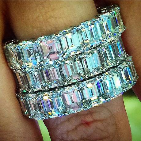 Jewelry Trend: Ring Stacks Emerald cut eternity band stack