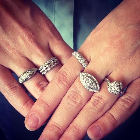Jewelry Trend: Ring Stacks Vintage white gold and diamond rings
