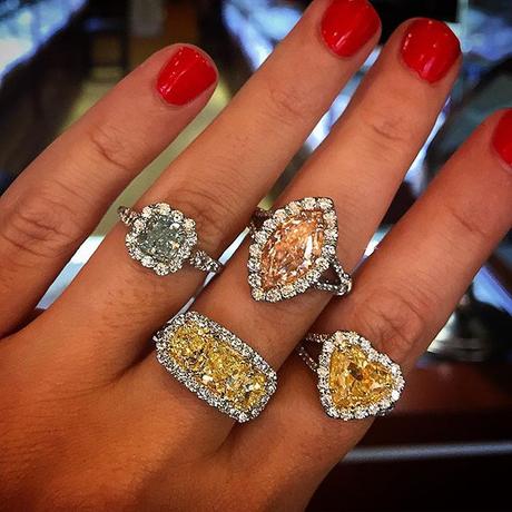 Jewelry Trend: Ring Stacks Fancy Colored Engagement Rings