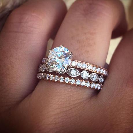 Jewelry Trend: Ring Stacks rose gold engagement ring stack