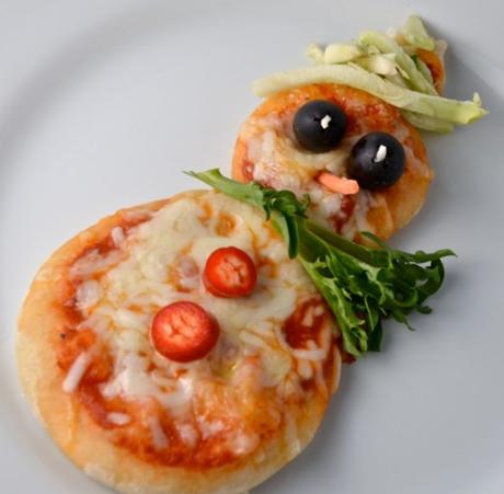 Snowman Mini Pizzas