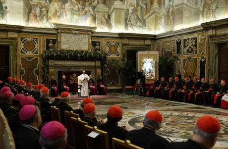 Open letter to Pope Francis by member of Roman Curia, central administration of the Holy See In his Christmas Allocution of 2014 in the Sala Clementina, inside the Apostolic Palace of the Vatican, Pope Francis rebuked his employees by listing for them some “15 illnesses” of the Curia. This castigation by the Head of the Church caught the attention of the world.