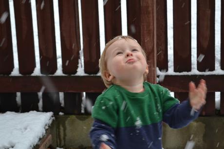 Touching snow for the first time