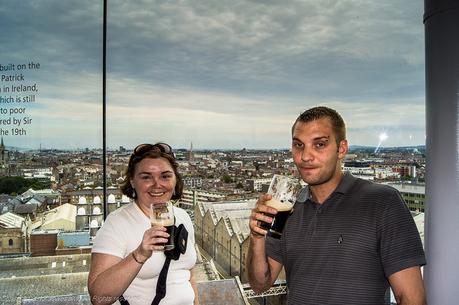 Enjoying a Guinness at the Gravity Bar