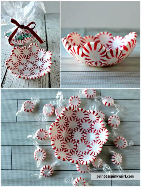 green holiday decorating/dIY peppermint candy bowl