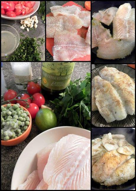Italian Fish With Peas - Ingredients collage
