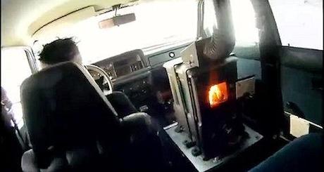 Swiss Man Installs Wood-Burning Stove In Car