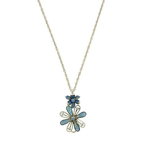 47017 blue fantasia flower pendant necklace
