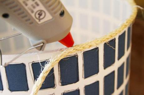 Inspired DIY: West Elm Nautical Rope Lamp Gluing sisal to the shade helps bring the cohesion to the piece.